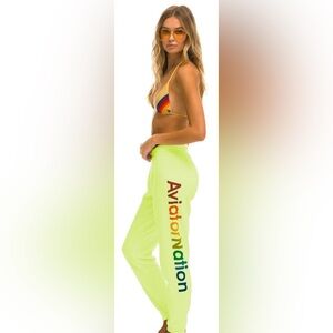 Aviator Nation Miami Sweatpants, Adult Medium- Neon Yellow